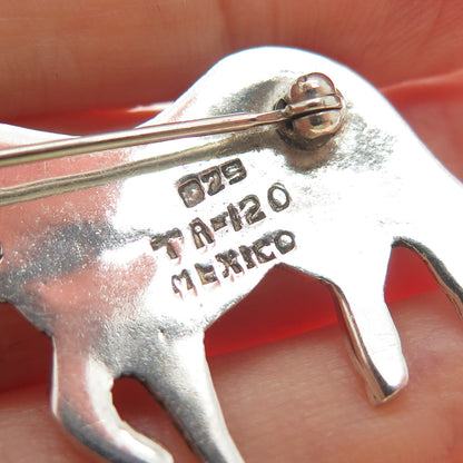 925 Sterling Silver Vintage Mexico Real Black Onyx Pony Horse Pin Brooch
