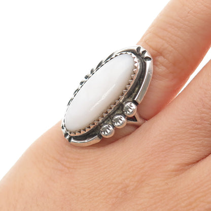 Old Pawn 925 Sterling Silver Vintage Southwestern MOP Tribal Ring Size 5