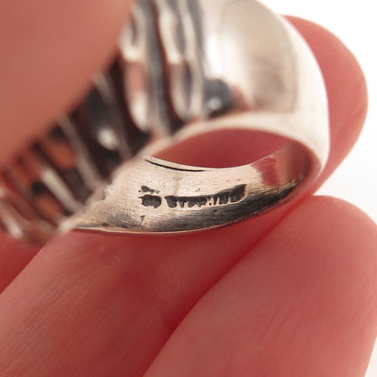 925 Sterling Silver Vintage Modernist Oxidized Ring Size 5.25