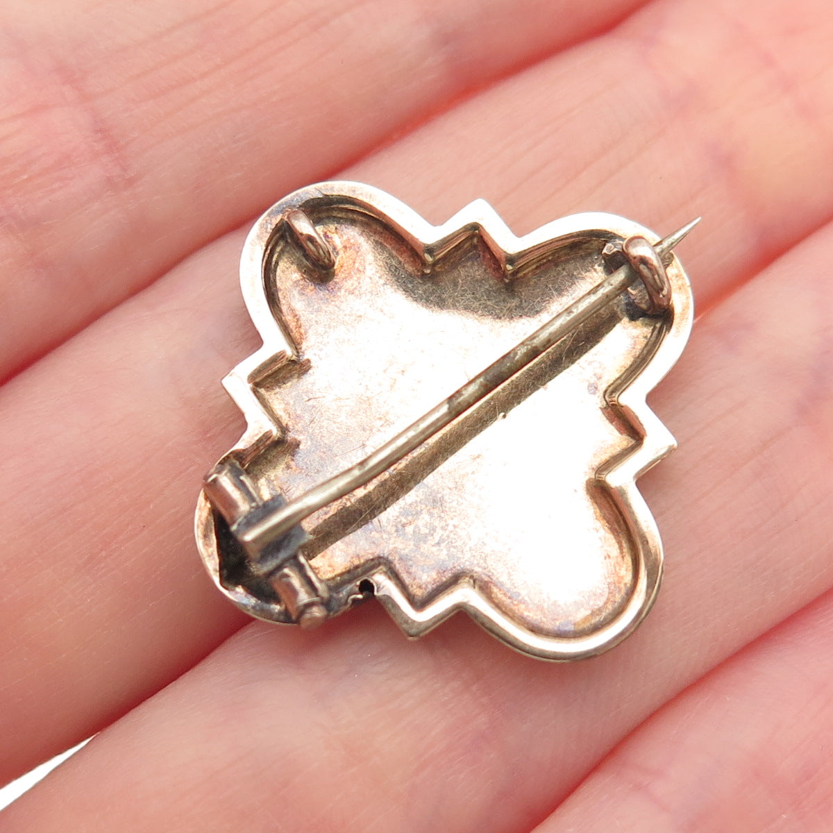 Gold Filled Vintage Enamel Cross Ornate Pin Brooch / Pendant