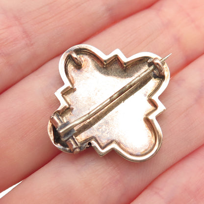 Gold Filled Vintage Enamel Cross Ornate Pin Brooch / Pendant