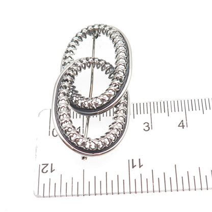 Danecraft 925 Sterling Silver Antique Art Deco Interlocked Floral Pin Brooch