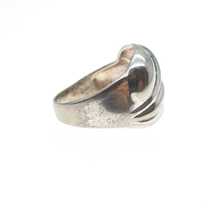 925 Sterling Silver Vintage Italy Modernist Oxidized Ring Size 9