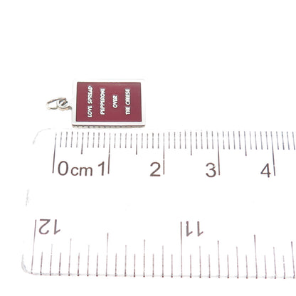 925 Sterling Red Enamel Love Spread Pepperoni Over The Cheese Minimalist Pendant
