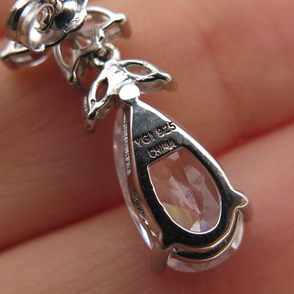 925 Sterling Silver Pear Marquise & Round-Cut C Z Dangle Earrings