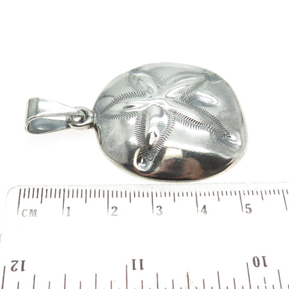 925 Sterling Silver Vintage Mexico Sand Dollar Oxidized Pendant