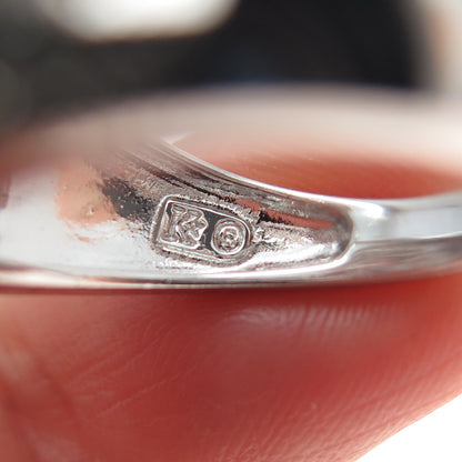 KEY STAR 925 Sterling Silver Heart & Round-Cut Blue White C Z Ring Size 6.25