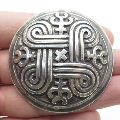 KAUNIS KORU 916H Silver Vintage 1960 Finland St. Johns Arms Oxidized Pin Pendant
