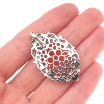 Michael Valitutti Gems En Vogue 925 Sterling 2-Tone MOP Sapphire Floral Pendant