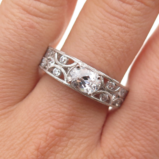 TACORI IV 925 Sterling Silver Oval & Round-Cut C Z Band Ring Size 10