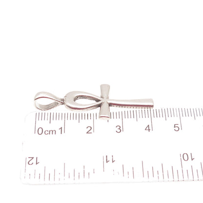 SUNWEST 925 Sterling Silver Vintage Egyptian Ankh Oxidized Charm Pendant