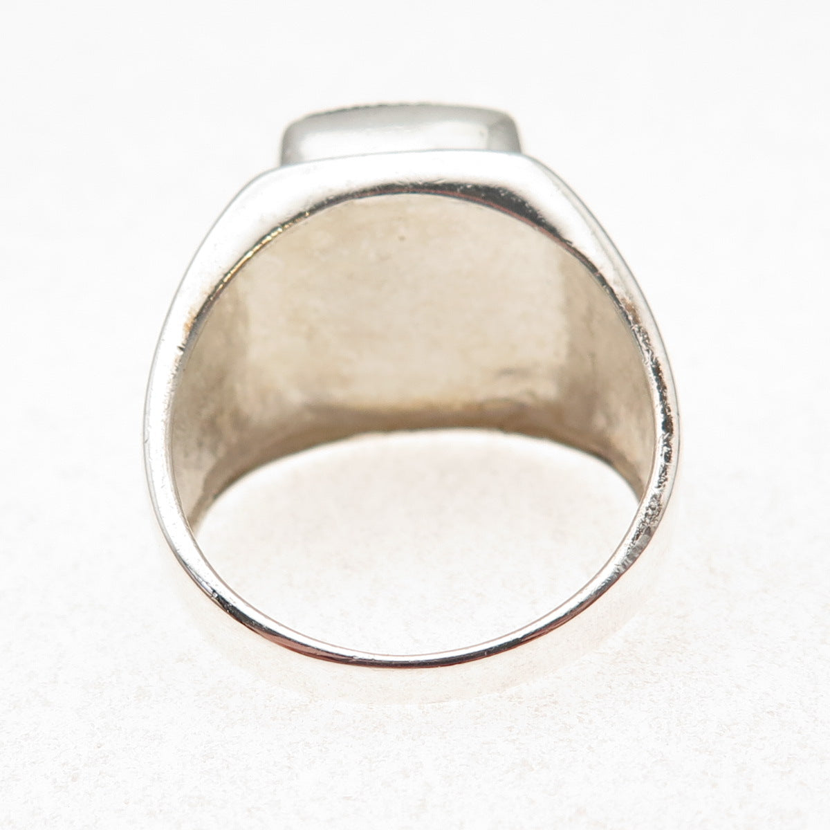 925 Sterling Silver Vintage Real Black Onyx Modernist Ring Size 12.25