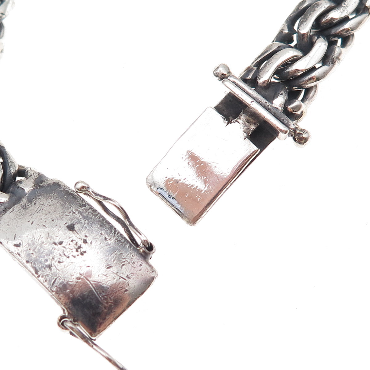925 Sterling Silver Vintage Mexico Heavy 64.1g Bismark Link Oxidized Bracelet 8"