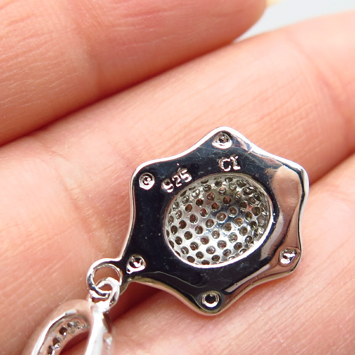 925 Sterling Silver Pave C Z Pendant