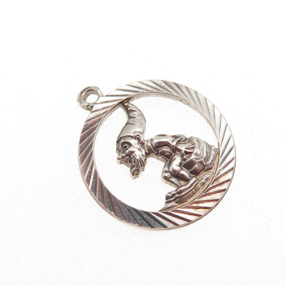 Georg Jensen 925 Sterling Silver Vintage Gnome Oxidized Mini Charm Pendant