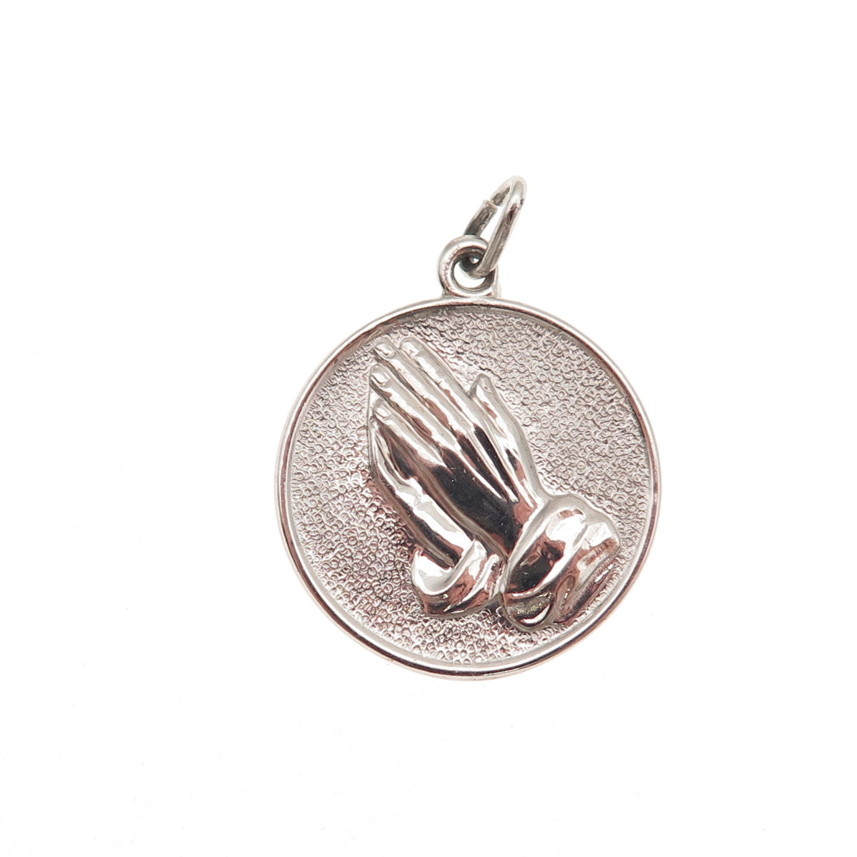 925 Sterling Silver Vintage Prayer Hands Religious Charm Pendant