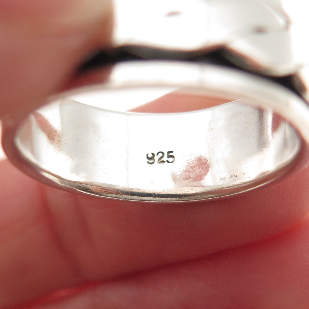 925 Sterling Silver Vintage Woven Oxidized Rotating Band Ring Size 9