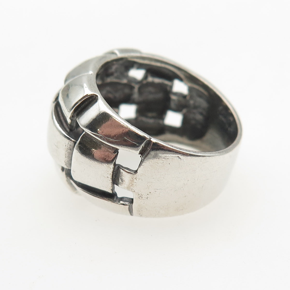 CHATEAU D'ARGENT 925 Sterling Silver Vintage Woven Dome Oxidized Ring Size 7