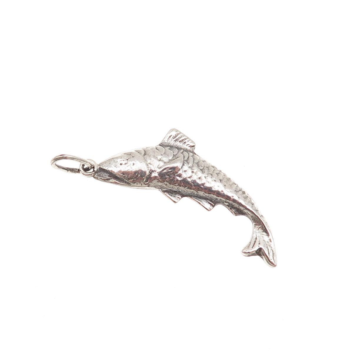 900 Silver Vintage Koi Fish Oxidized Charm Pendant