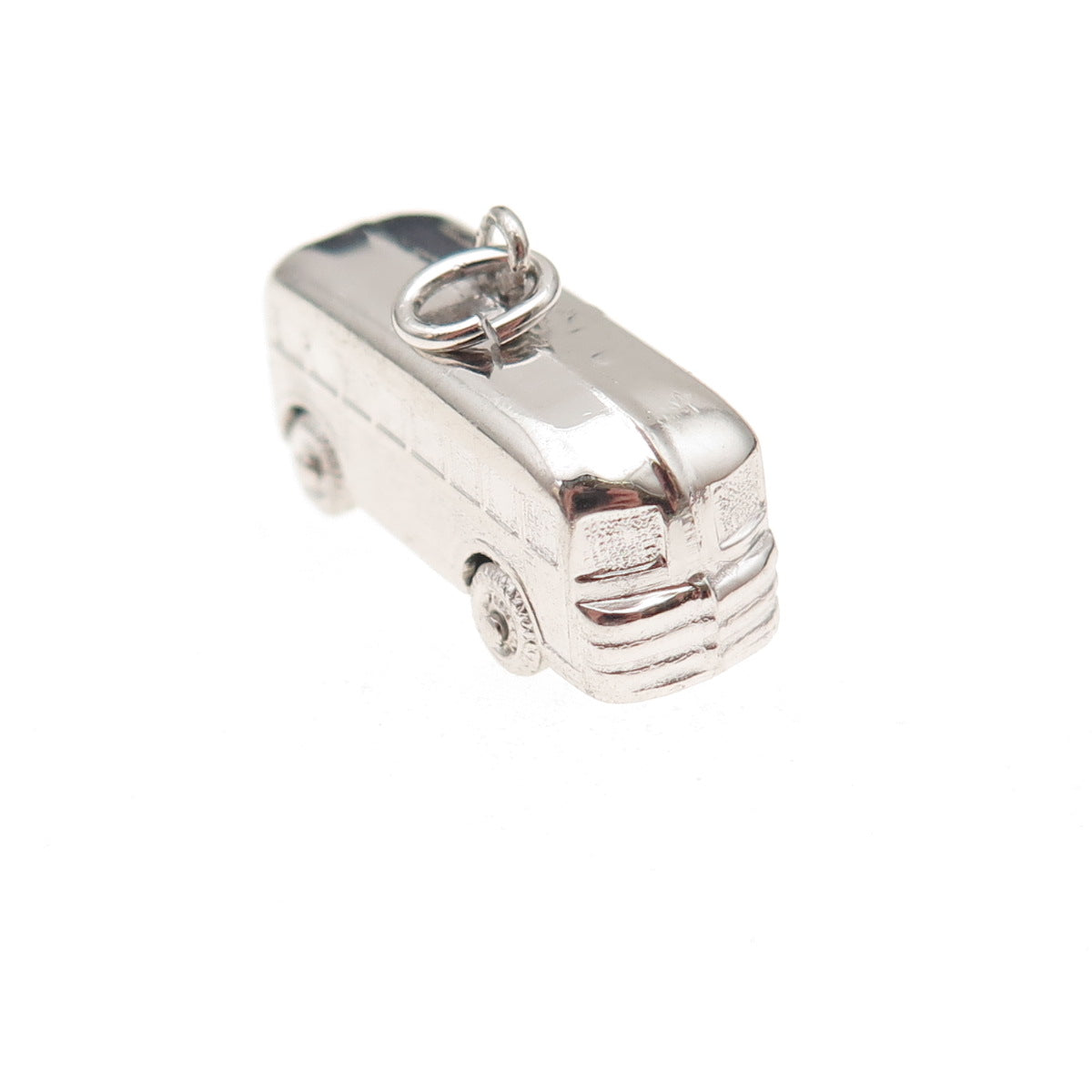 925 Sterling Silver Vintage School Bus 3D Charm Pendant