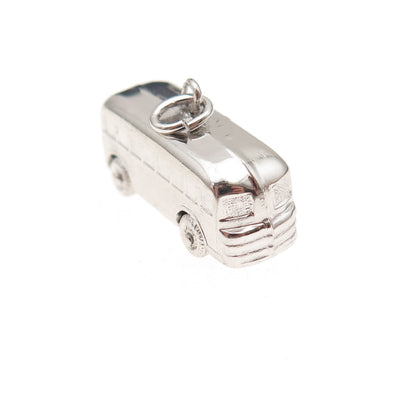 925 Sterling Silver Vintage School Bus 3D Charm Pendant