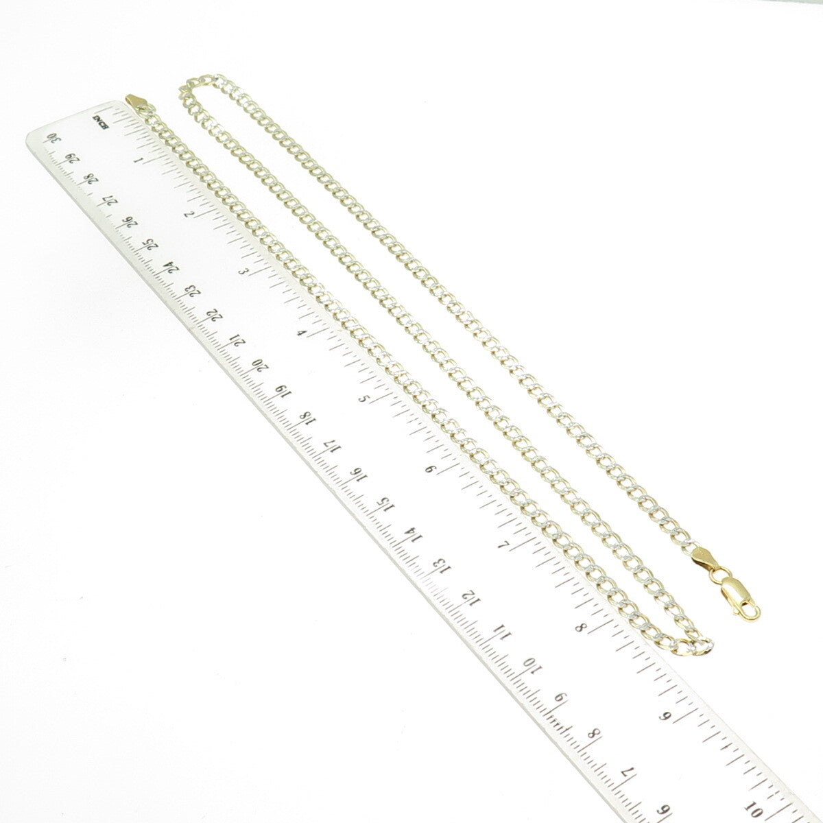 P. LUX 925 Sterling Silver 2-Tone Italy Diamond-Cut Flat Curb Chain Necklace 26"