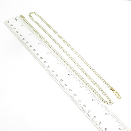 P. LUX 925 Sterling Silver 2-Tone Italy Diamond-Cut Flat Curb Chain Necklace 26"