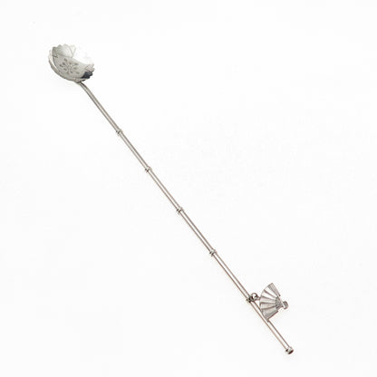 925 Sterling Silver Antique Japan Fan Charm Bamboo Iced Tea Straw Spoon