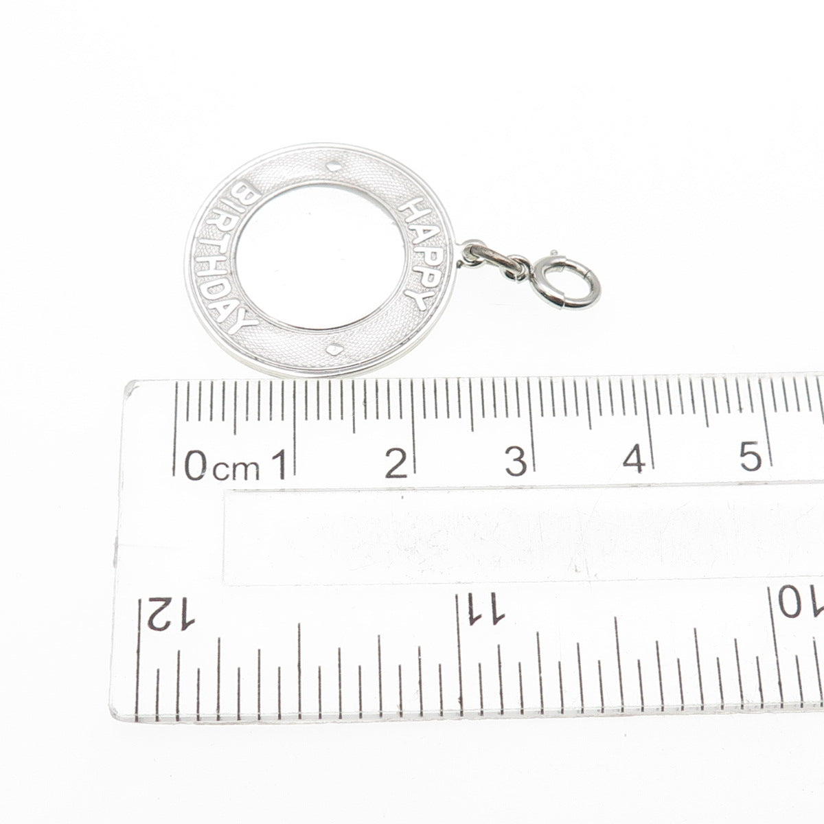 ELCO 925 Sterling Silver Vintage Happy Birthday Spring Ring Lock Charm Pendant