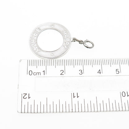ELCO 925 Sterling Silver Vintage Happy Birthday Spring Ring Lock Charm Pendant