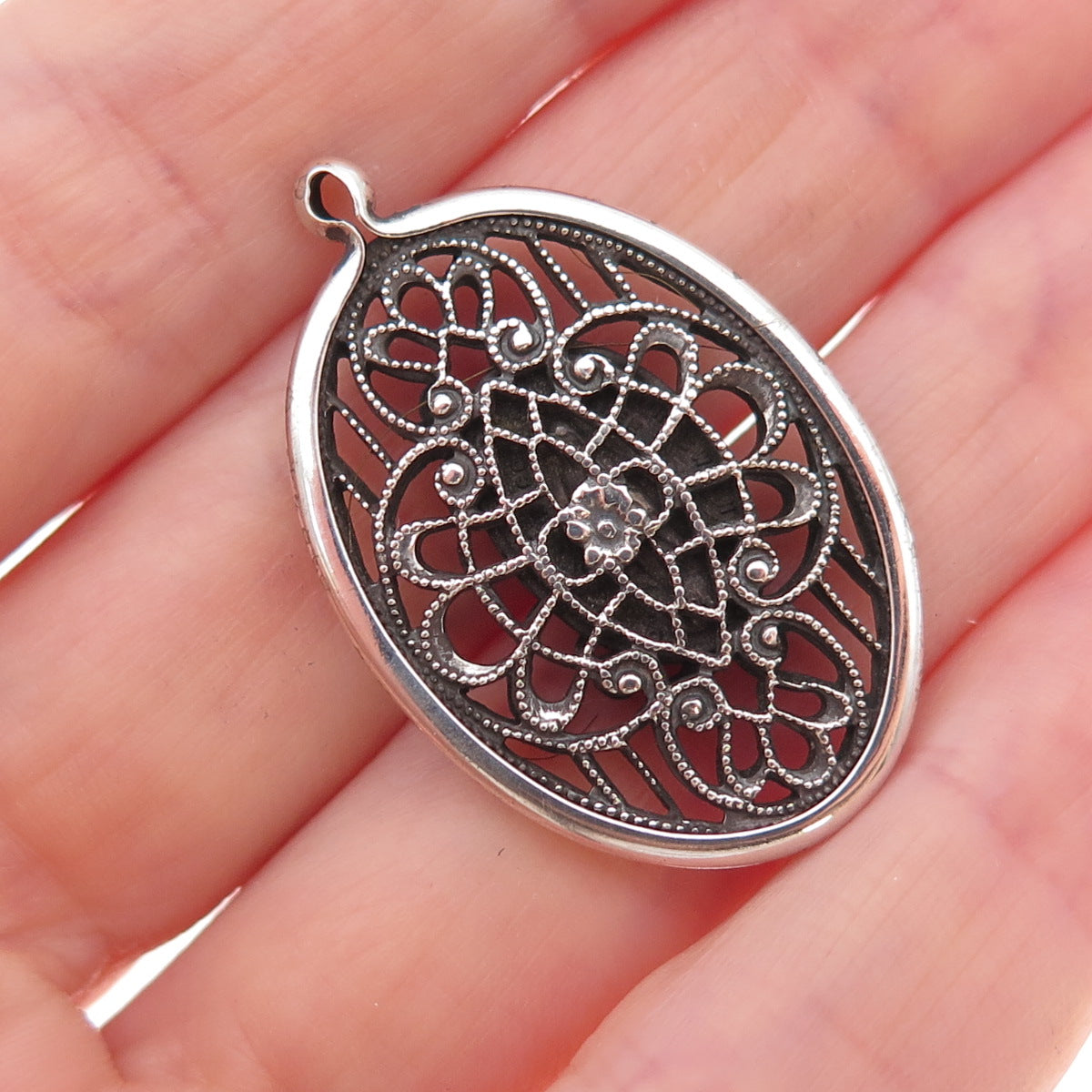 925 Sterling Silver Antique Art Deco Real Marcasite Cross Filigree Charm Pendant