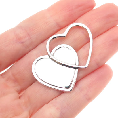 ORB Otto Robert Bade 925 Sterling Silver Vintage Heart Couple Pin Brooch