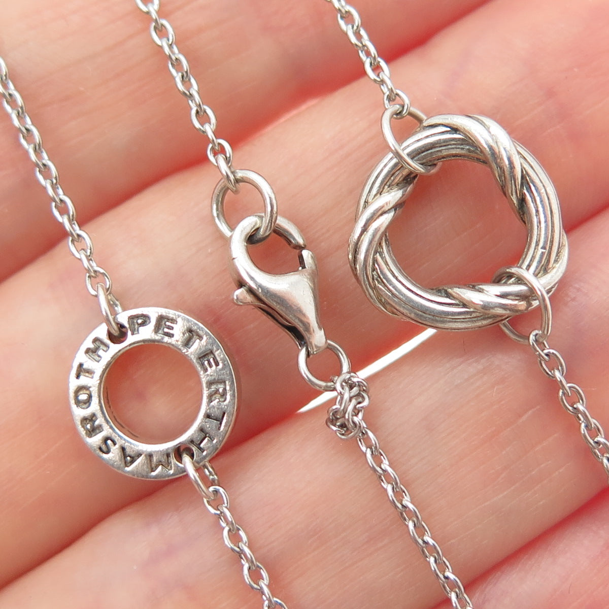 PETER THOMAS ROTH 925 Sterling Silver Vintage Circle Station Chain Necklace 36"