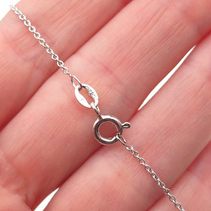 925 Sterling Silver Real Round-Cut Diamond Teardrop Cable Chain Necklace 18"