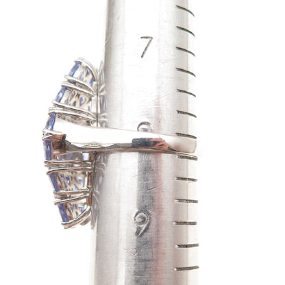 Chuck Clemency 925 Sterling Silver Real Tanzanite Floral Cluster Ring Size 8.25