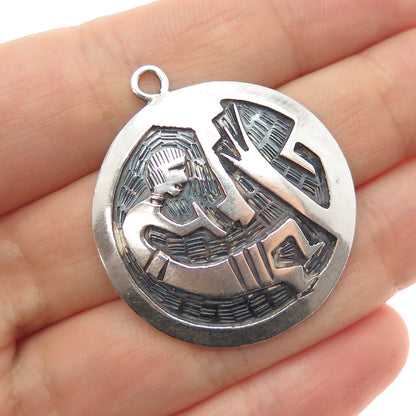 Old Pawn 925 Sterling Silver Vintage Southwestern Kokopelli Tribal Pendant
