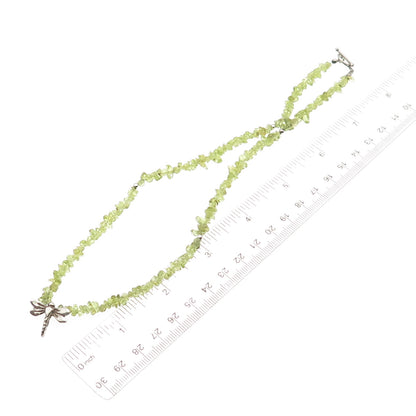 925 Sterling Silver Vintage IS Artisan Real Peridot Dragonfly Chain Necklace 16"