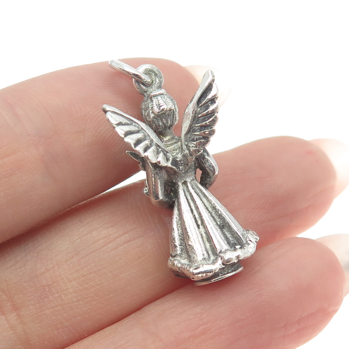 CREED 925 Sterling Silver Antique August Guardian Angel 3D Charm Pendant