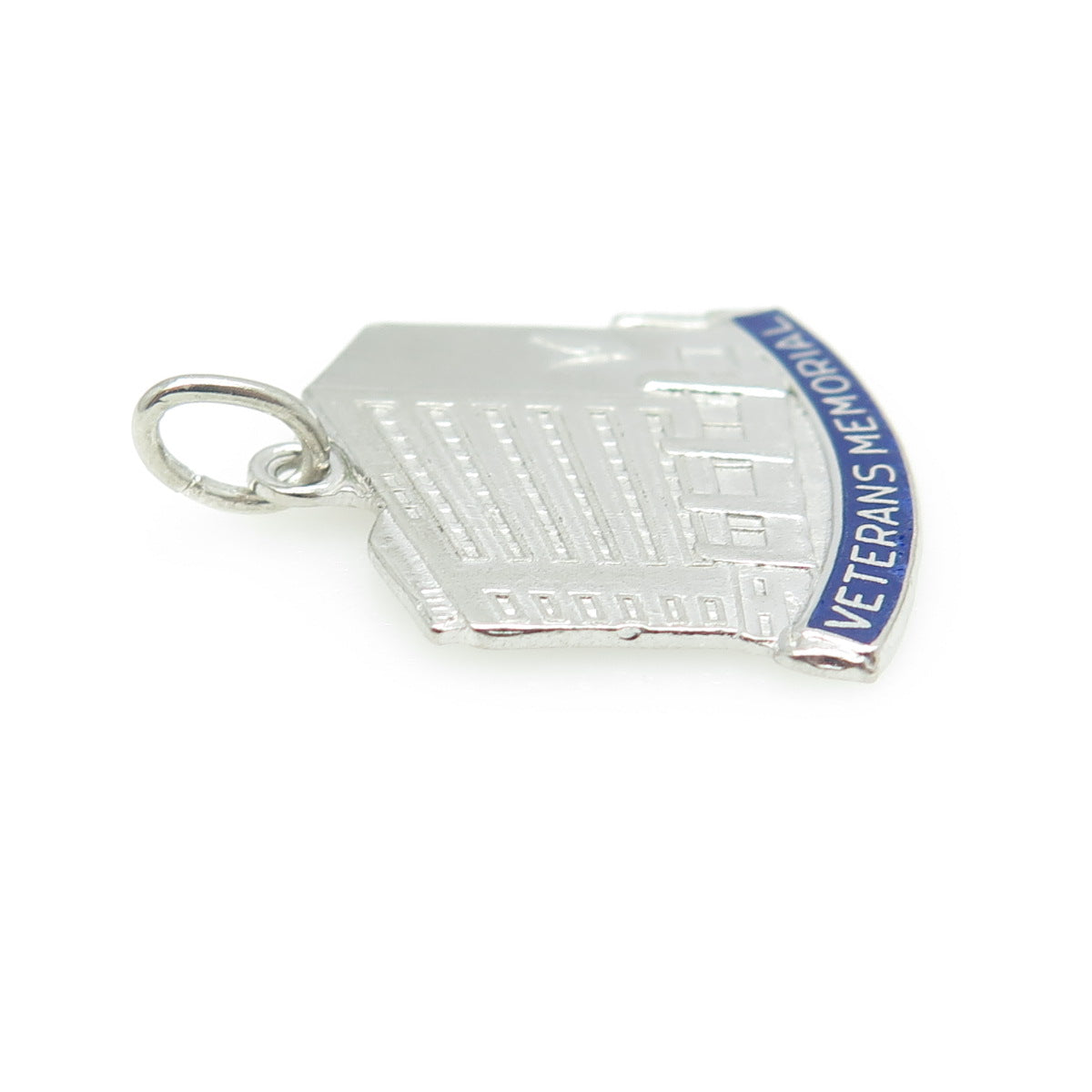 925 Sterling Silver Vintage Enamel Veterans Memorial Building Detroit Pendant