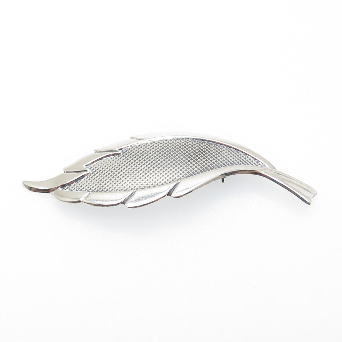 BEAU 925 Sterling Silver Vintage Floral Leaf / Feather Pin Brooch