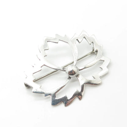 925 Sterling Silver Vintage Leaf Pin Brooch