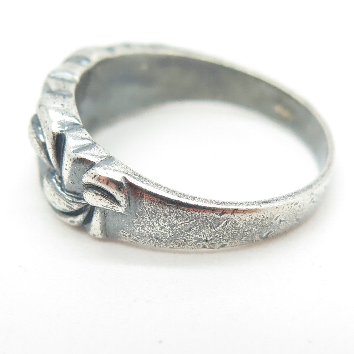 925 Sterling Silver Vintage Modernist Puffy Ring Size 9.25
