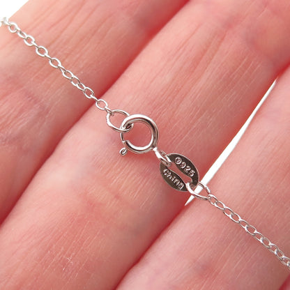 925 Sterling Silver Real Round-Cut Diamond Cable Chain Necklace 18"