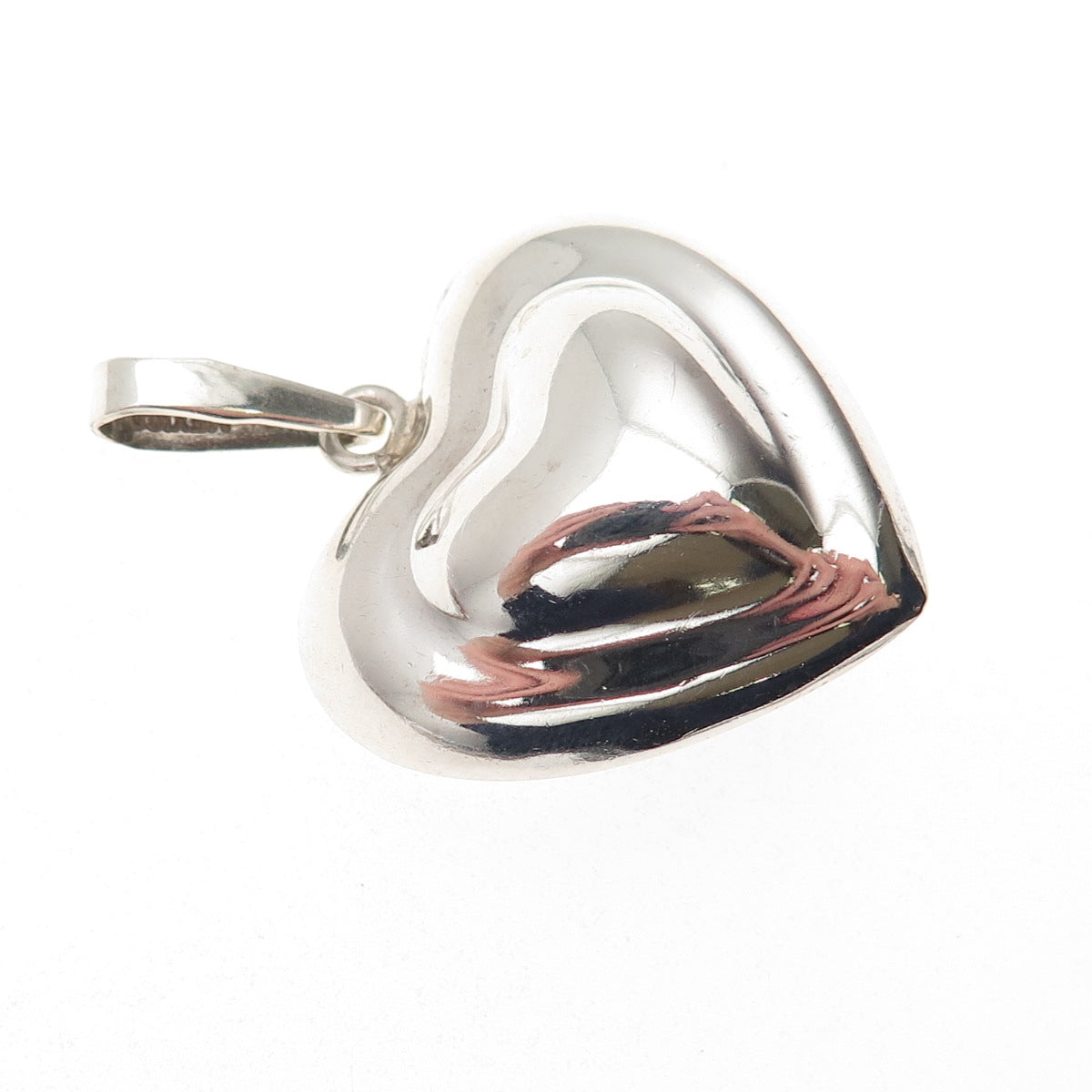 925 Sterling Silver Vintage CII Mexico Modernist Heart Charm Pendant