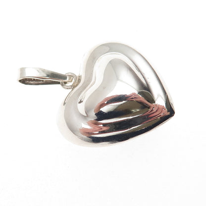 925 Sterling Silver Vintage CII Mexico Modernist Heart Charm Pendant