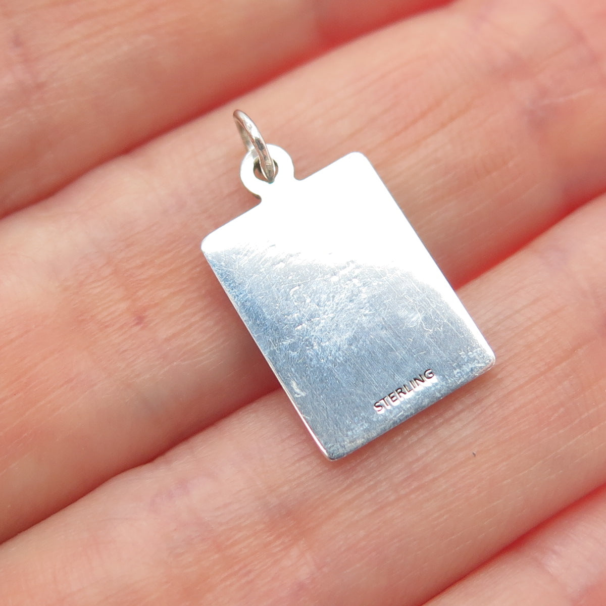 925 Sterling Silver Red Enamel Looking For Love Minimalist Charm Pendant