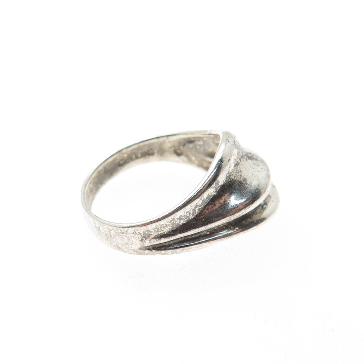 CELLINI 925 Sterling Silver Vintage Modernist Oxidized Ring Size 7.25
