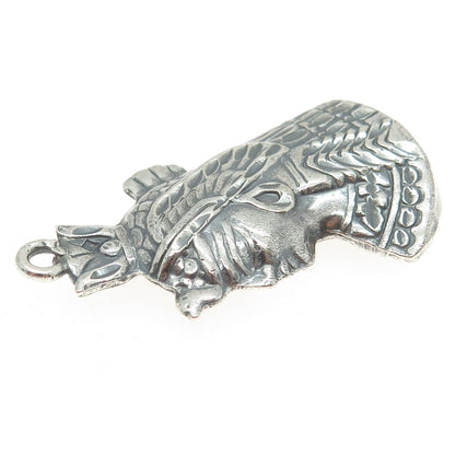 800 Silver Vintage Egypt Cleopatra Puffy Oxidized Pendant