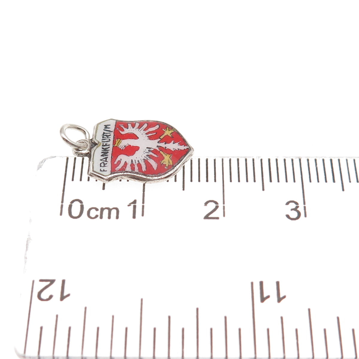 Fritz Reu & Co. 800 Silver Vintage Enamel Frankfurt am Main Mini Charm Pendant