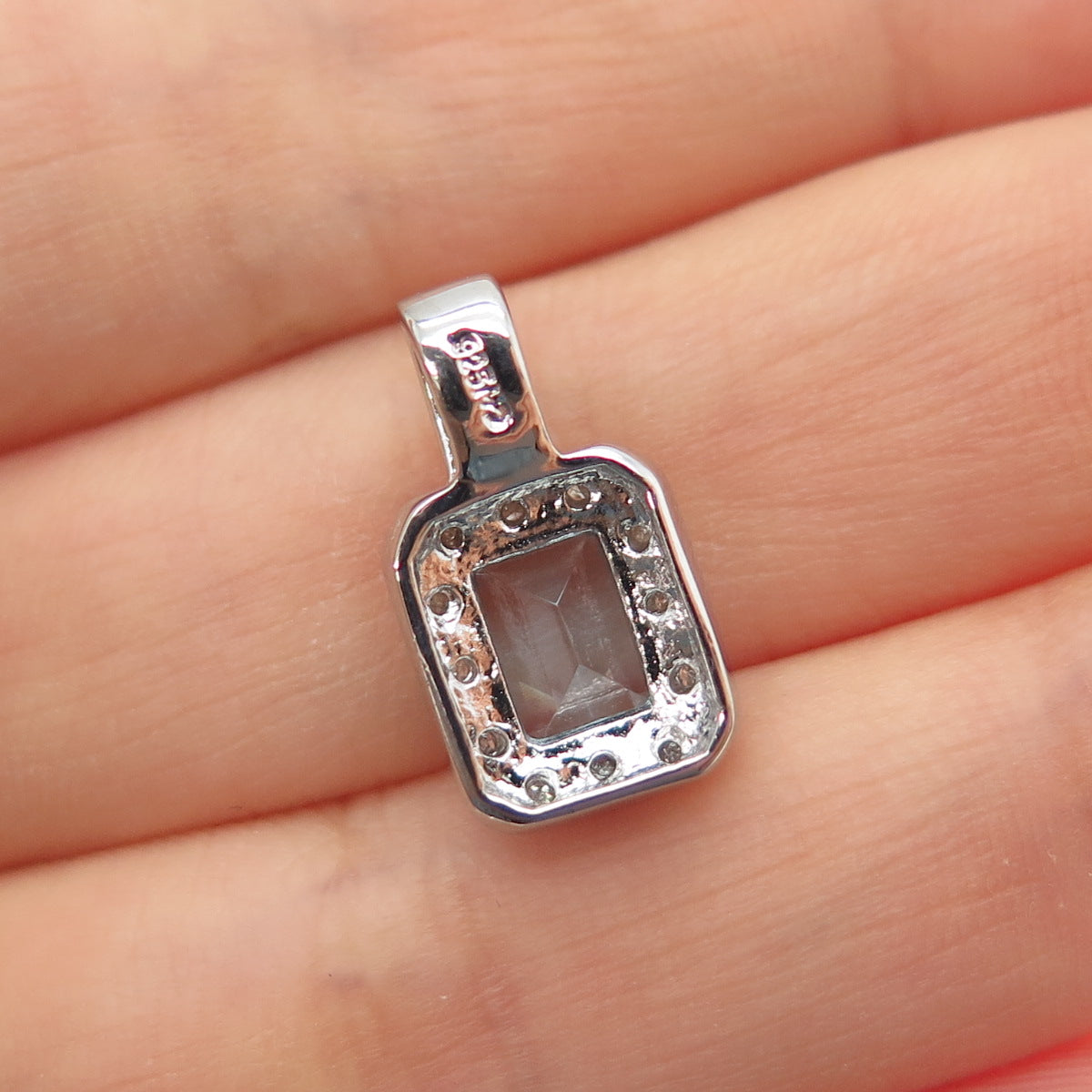 CHARLES WINSTON 925 Sterling Silver Real Diamond & Blue Topaz Mini Charm Pendant